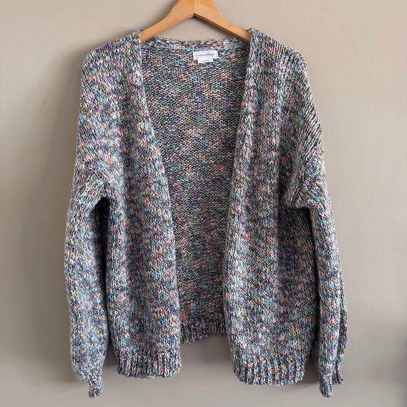Lovers and Friends Rainbow Pastel Chunky Knit Multi Colored Cardigan Size Medium - Picture 8 of 8